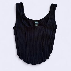 Wild Fable Black Ribbed Cropped Tank Top